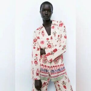 Zara Co-Ord Multicolored Set Blouse & Pants